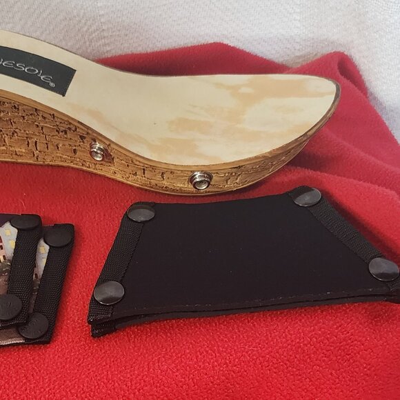 Onesole Seven Set Interchangeable Strap Cork Slide Wedge Slip On Sandals Size 7 - Picture 3 of 16